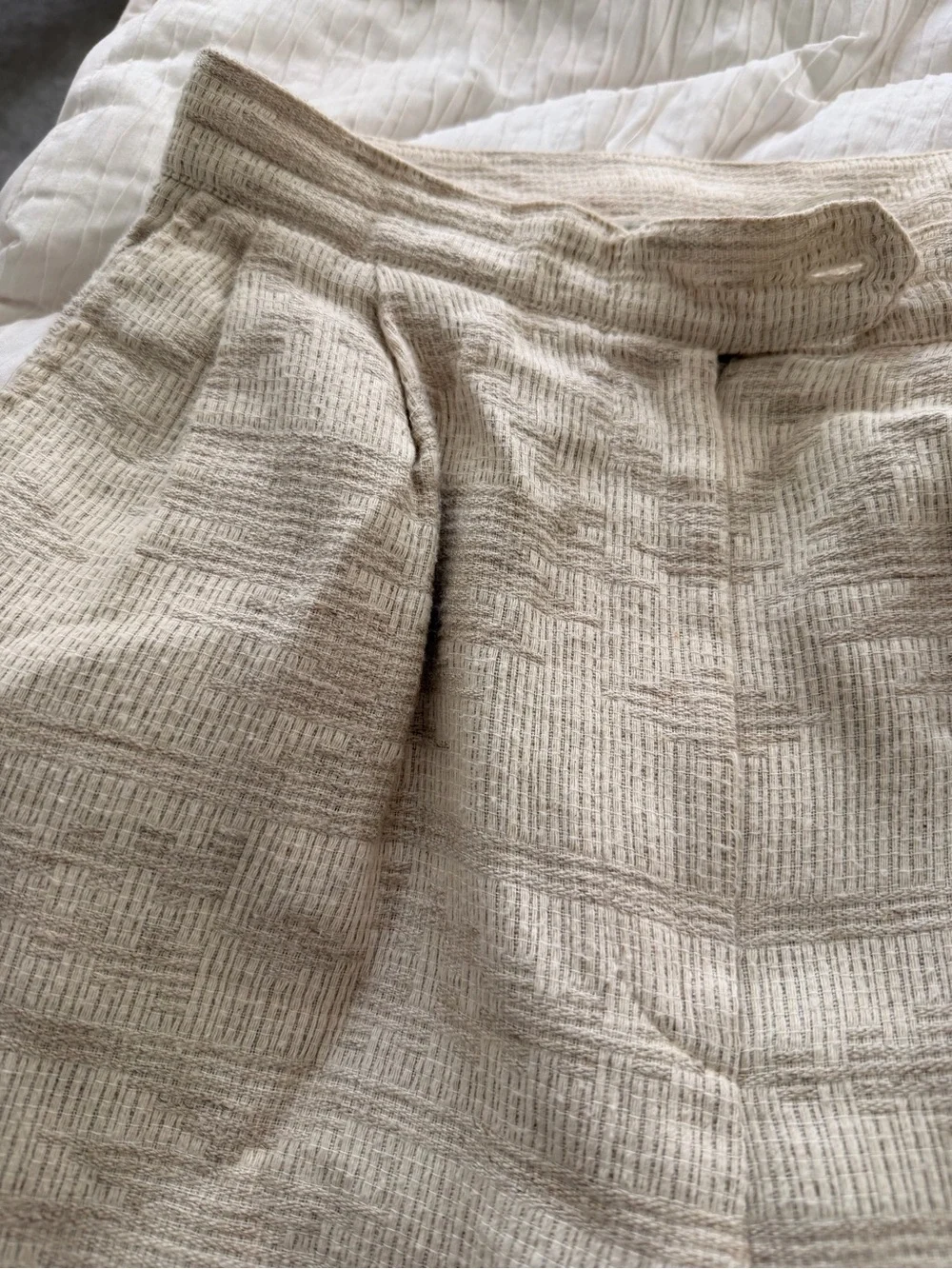 Vintage Christian Dior Suit Set Women's Beige Cropped Fringe Jacket & Trousers